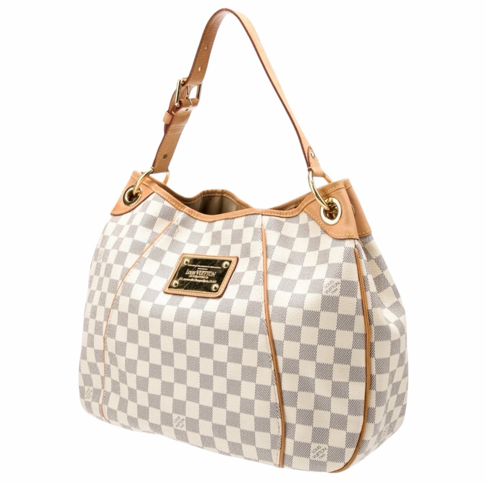 Louis Vuitton Galliera PM Damier Azur Hobo Shoulder Bag Leather Trim Authentic - Picture 2 of 14
